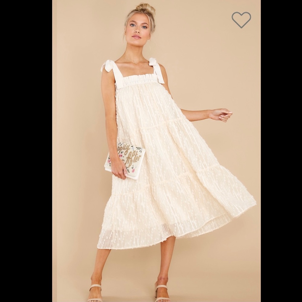 Red Dress SWEET LADY CREAM MIDI DRESS